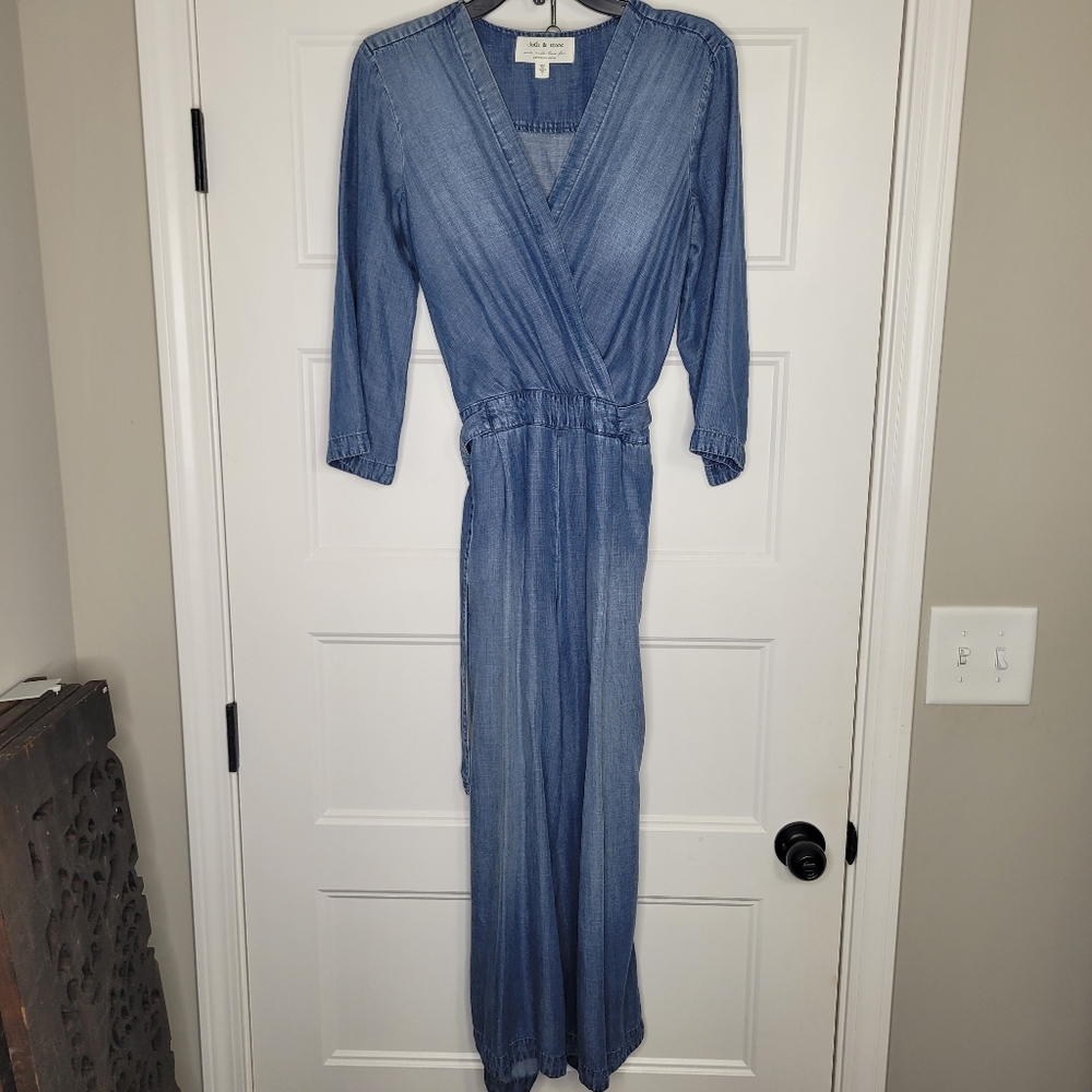 Anthropologie Cloth & Stone Denim Wrap Jumpsuit Size S